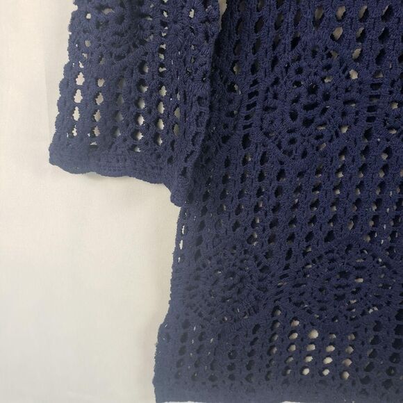 La Blanca Crochet Swim Cover Up Womens Medium Indigo Tunic Dress V Neck LB3ZW57 - Picture 5 of 12